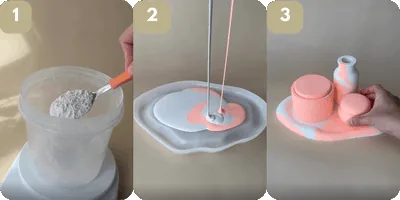Receta base para cemento decorativo - mezcla de polvo y agua para piezas de lujo